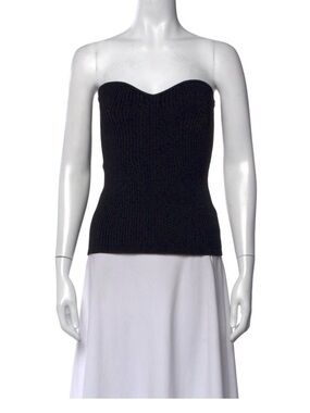 KHAITE Black Strapless Knit Top